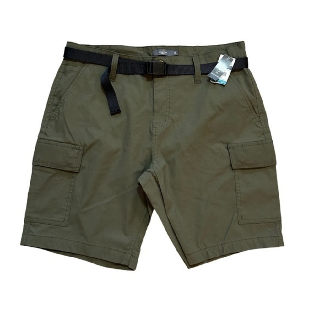 NWT Men's Khaki Green City Zen Flex 9” Cargo Shorts with Belt